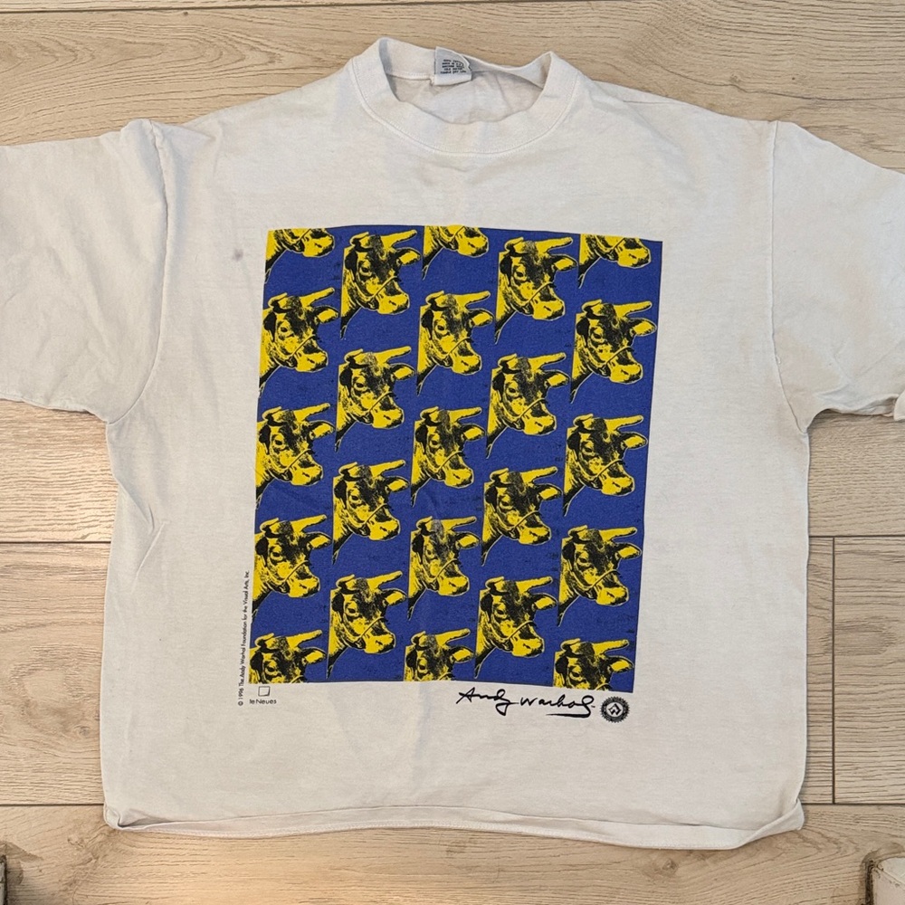 VINTAGE Andy Warhol Cow Wallpaper White Graphic Tee